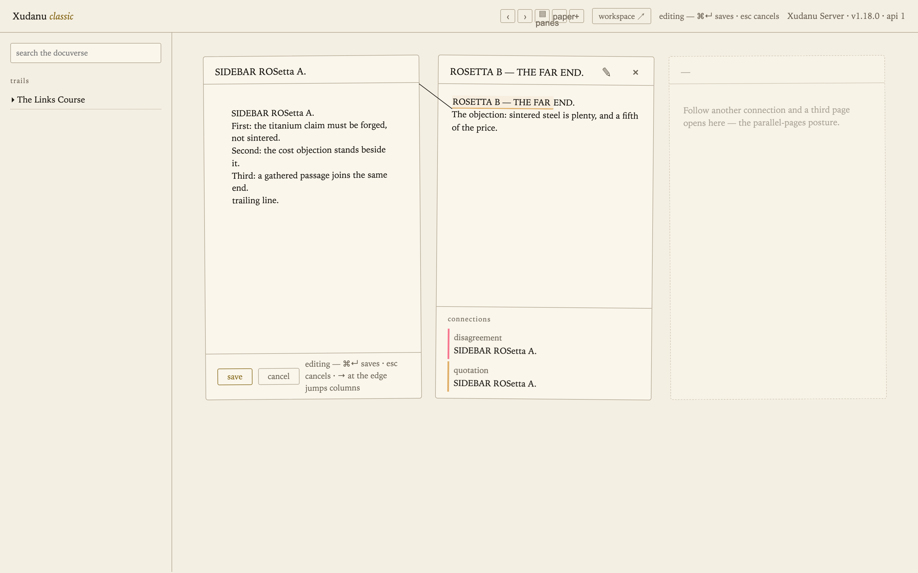 Classic: the revise surface over the left page